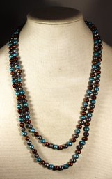 48' Long Genuine Multi Colored Cultured Pearl Single Strand Necklaceq