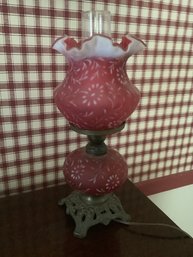 Fenton Cranberry Lamp #1