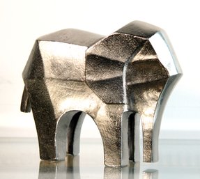 Funky Cubist Polished Aluminum Elephant Figure
