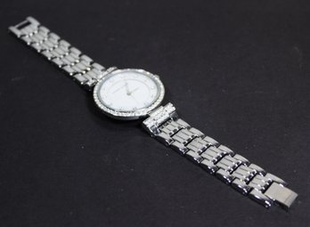 Silver Tone Anne Flein Rhinestone Ladies Wristwatch Needs Battery