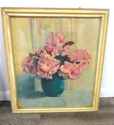 Antique Floral Watercolor Signed And Framed