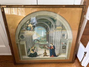 Striking 'Annunciation By Pinturicchio' Print In Ornate Wooden Frame