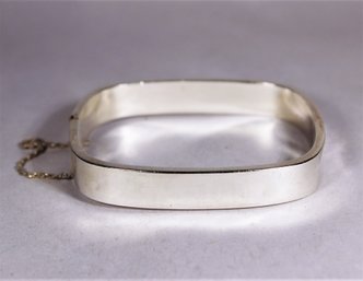 Fine Rounded Cornered Sterling Silver 925 Hinged Bangle Bracelet