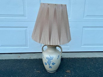 Stoneware Lamp With Blue Details