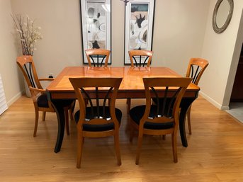 A Vintage Modern Biedermeier Dining Table And Six Chairs - CHAPPAQUA NY PICK UP