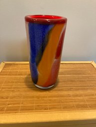 LARGE AND HEAVY VINTAGE ART GLASS VASE