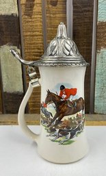 Vintage McCoy Pottery Beer Stein W/ Metal Top - Signed Nelson McCoy Pottery Co.