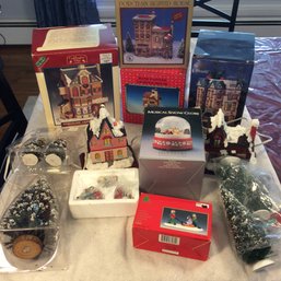 Large Lot Of Assorted Porcelain Christmas Houses And Accessories - L (local Pick-up Only)