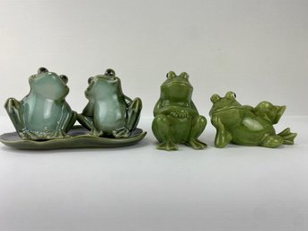 Green Frog Salt & Pepper Shaker Sets Including Pier 1 (2)