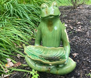Ceramic Zen Frog Garden Sculpture 18'