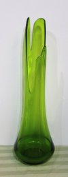 Vintage Midcentury Emeril Green Abstract Art Glass Vase