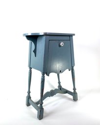 Antique Blue Painted Side Drop Front Storage Table