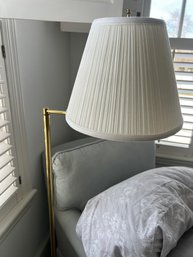 Brass Swing Arm Floor Lamp With Rushed Bell Shade