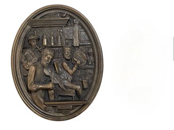 Bronze Casting From Ireland Depicting A Trio Of Men Playing Instruments In A Pub