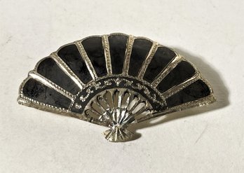 Vintage Siam Sterling Silber Niello Fan Brooch Pin