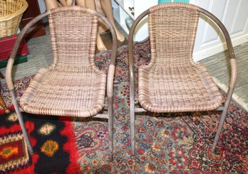 Pair Of Patio Stack Chairs With Covered Back