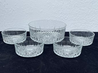 Vintage Arcoroc USA Cut Crystal Glass Bowl Set