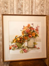 Vintage Flower Artwork And Frame