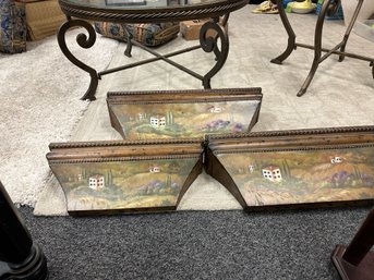 Set Of Three Metal Wall Hangings Hand Painted