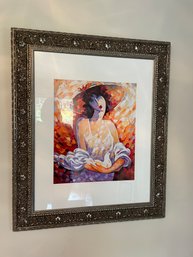 Stunning Signed Abstract Women Painting In Striking Ornate Frame