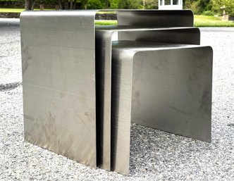 A Set Of 3 - Kappa Francois Monnet Waterfall Bent Steel Nesting Tables