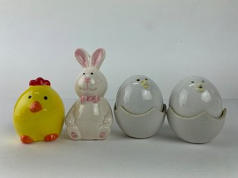 Spring Themed Salt & Pepper Shaker Sets - Chick, Bunny, Eggs (2)