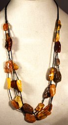 Very Fine Interesting Genuine Amber Beaded Necklace 56' Long