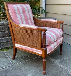 A Vintage Bergere With Cane Side Panels IN Cheerful Stripe
