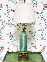 A Gorgeous Venetian Glass Lamp With Brass Fittings