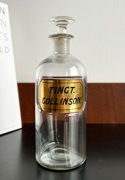 Antique 1880's Glass Label Medical Pharmacy Bottle - Tinct. Collinson