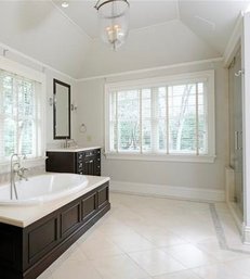 A Glass Shower Enclosure - Brushed Nickel Trim