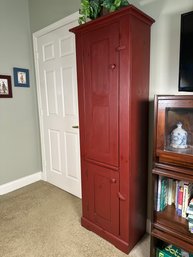 Tall Country Style Red Painted Cupboard