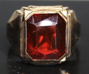 Vintage Gold Filled Men's Ring Size 10 Having Red Gemstone