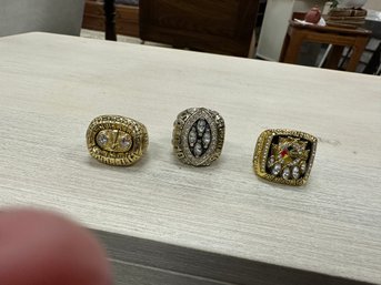 3 Exact Replica Super Bowl Rings