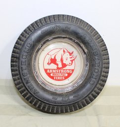 Arm Strong Rhino Flex Tire Vintage  Ash Tray 6' Diam