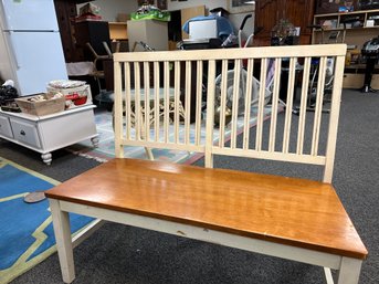 Nice Wood Bench With Slat Back