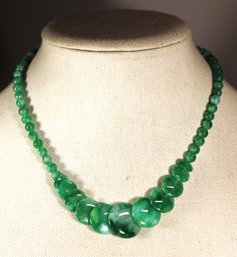 Very Fine Jade Jadeite Disc Formed Beaded Necklace 16' Long