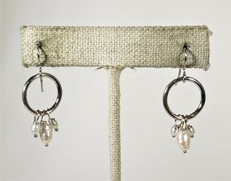 Sterling Silver Contemporary Fresh Water Pearl Pierced Earrings