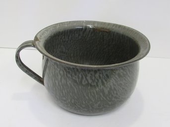 Vintage L & G Mfg Graniteware Chamber Pot Gray Speckled Enamel