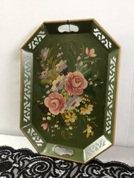 Plymouth Tole Genuine Hand Decorated Floral Serving Tray