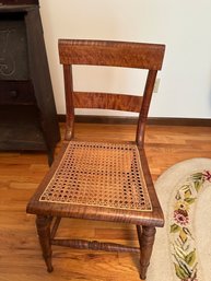 Burled Side Chair With Cane Seat