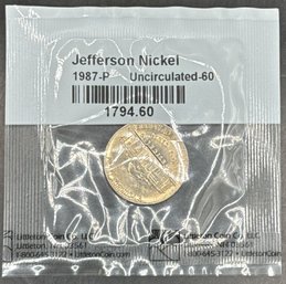 1987-P Uncirculated Jefferson Nickel In Littleton Package