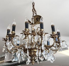 A Gorgeous Vintage Bronze And Crystal Neoclassical Chandelier