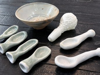 Primitive Glazed Ceramic Spoons