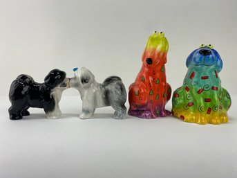 Dog Themed Salt & Pepper Shaker Sets - Kissing And Colorful Floppy Dogs (2)