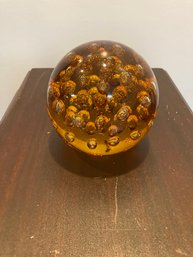Large Glass Paper Weight  Amber Color