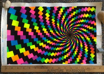 Vintage 1972 Psychedelic Optical Illusion Velvet Blacklight Hippie Art Poster