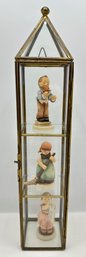 3 Mini 3.5 Inch Hummel Figurines By Goebels, Germany In Glass Tower Case