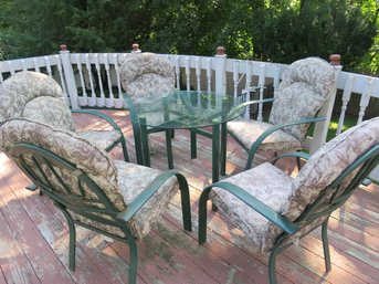 Glass Metal  Patio Table With 5 Chairs