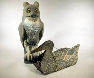 A Johnson's Folding Fiberboard Decoy And Owl Hide-a-Key